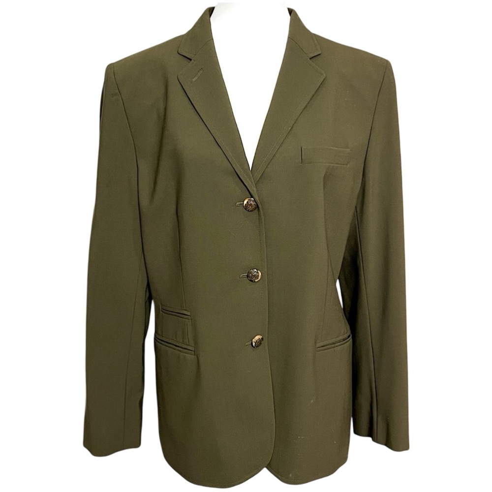 Lauren Ralph Lauren Women’s Wool Blazer Green Size 14P Old Money Sophisticated